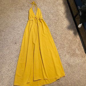 Mustard Yellow Halter Maxi Dress